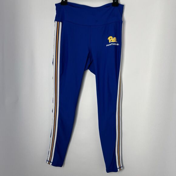 Pitt Panthers Wear By Erin Andrews Blue Leggings Large NCAA Striped Side Logo - Picture 3 of 10
